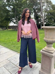 Pink Fringed Knit Vest Amara