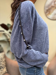 Denim Diamante Trim Knit Orla