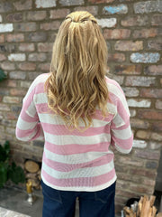 Pink Striped V Neck Knit Madeline