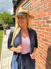 Navy Multi Hole Shrug Paloma