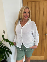White Hooded Net Jacket Maddie