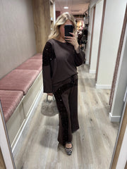 Chocolate Sequin Panel Sweatshirt Victoria