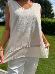 Stone Embellished Tree Of life Vest Top Olivia