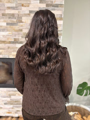Chocolate Lace Tie Front Shrug Rachel