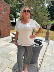 Stone Lace Trim Tee Carla