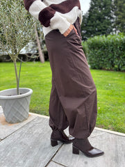 Chocolate Pull on Cuffed Trousers Raven