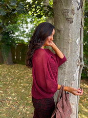 Wine Gathered Loose Knit Paige