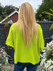 Lime V-Neck Reverse Seam Knit Diana