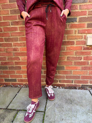 Wine Brushstroke Shimmer Joggers Natalia