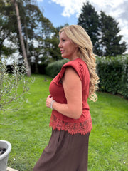 Rust Lace Hem Top Yasmin