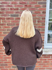 Chocolate & White Chunky Heart Knit Toni