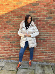Stone Luxury Puffer Coat Maxine