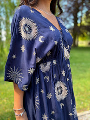Navy Sunburst Kaftan Dress Jolene