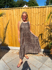 Sparkle Leopard Pleated Dress Leona