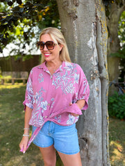 Rose Botanical Tie Front Blouse Brielle