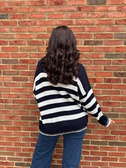 Navy Striped Crew Neck Jumper Gabrielle