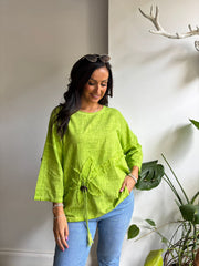Lime Distressed Floral Top Danica