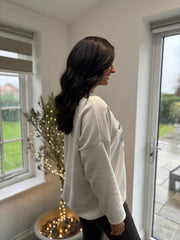 Winter White Chenille Brushstroke Sweatshirt Donna