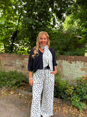 White Polka Dot Scarf Wrap Trousers Bonnie