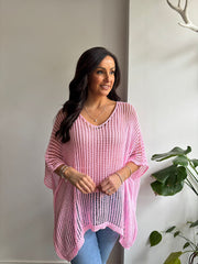 Pink Open Weave Knit Peyton