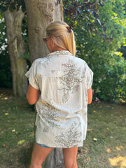 Stone Mocha Coral Print Blouse Stacey