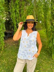 White Floral Sleeveless Top Amanda