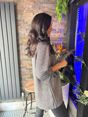 Black Shimmer Brooch Top Indy