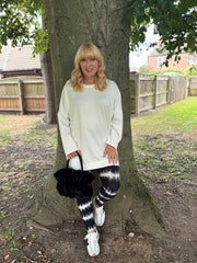 Winter White Longline Zip Sweatshirt Millie