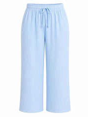Blue Bubble Cotton Trousers