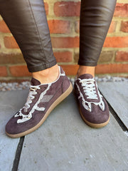 Chocolate Harper Lace Detail Trainer