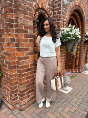 Mocha Seam Front Pull On Comfort Trousers