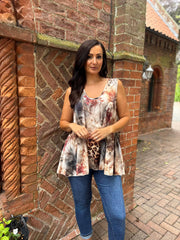 Natural Leopard Floral Vest Isabella