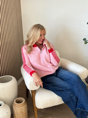 Pink Knitted Zip Jacket Addison