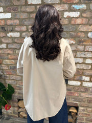Oatmeal Embellished Floral Applique Blouse Misty