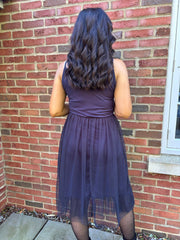 Navy Half Mesh Slip Olivia