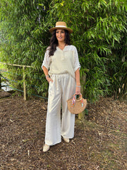 White Gold Shimmer Lace Top Adriana
