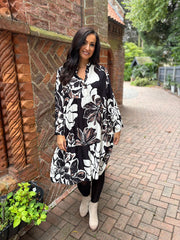 Monochrome Floral Detail Dress Eden