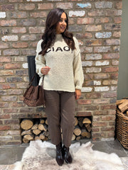 Stone Reverse Seam Slogan Knit Gigi
