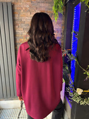 Wine Sequin Bow Sweat Top Emma