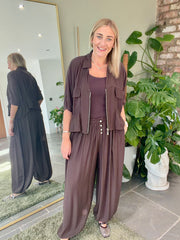 Chocolate Hareem Button Trousers Misty