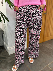 Pink Leopard Seam Front Trousers