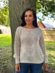 Stone Pointelle Panel Knit Angela