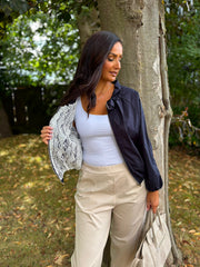 Navy Lace Lined Jacket Harlow