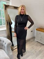 Black Polka Dot Mesh Dress Joanna