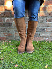 Tan Faux Suede Knee High Boots