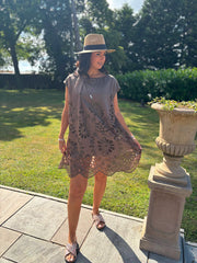 Chocolate Broderie Floral Dress Brooke