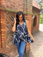 Navy Abstract Swirl Vest Isabella