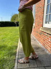 Olive Bubble Cotton Trouser Set Jasmine