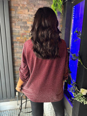 Wine Shimmer Brooch Top Indy