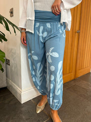 Denim Coastal Print Hareem Trousers
